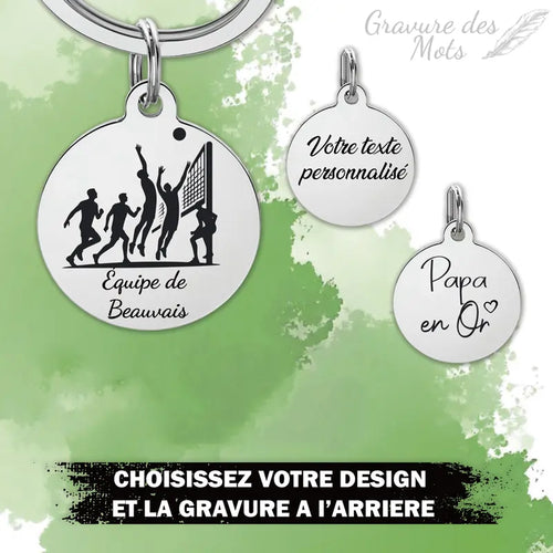 Porte-clé volley-ball gravure personnalisée - vue alternative
